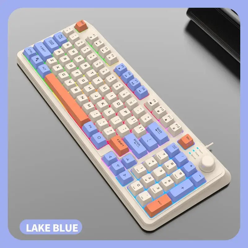 K82 Gaming Gaming Keyboard Glows Wired USB Desktop Pc/Notebook Available 19-Key Punchless Knob to Adjust Volume