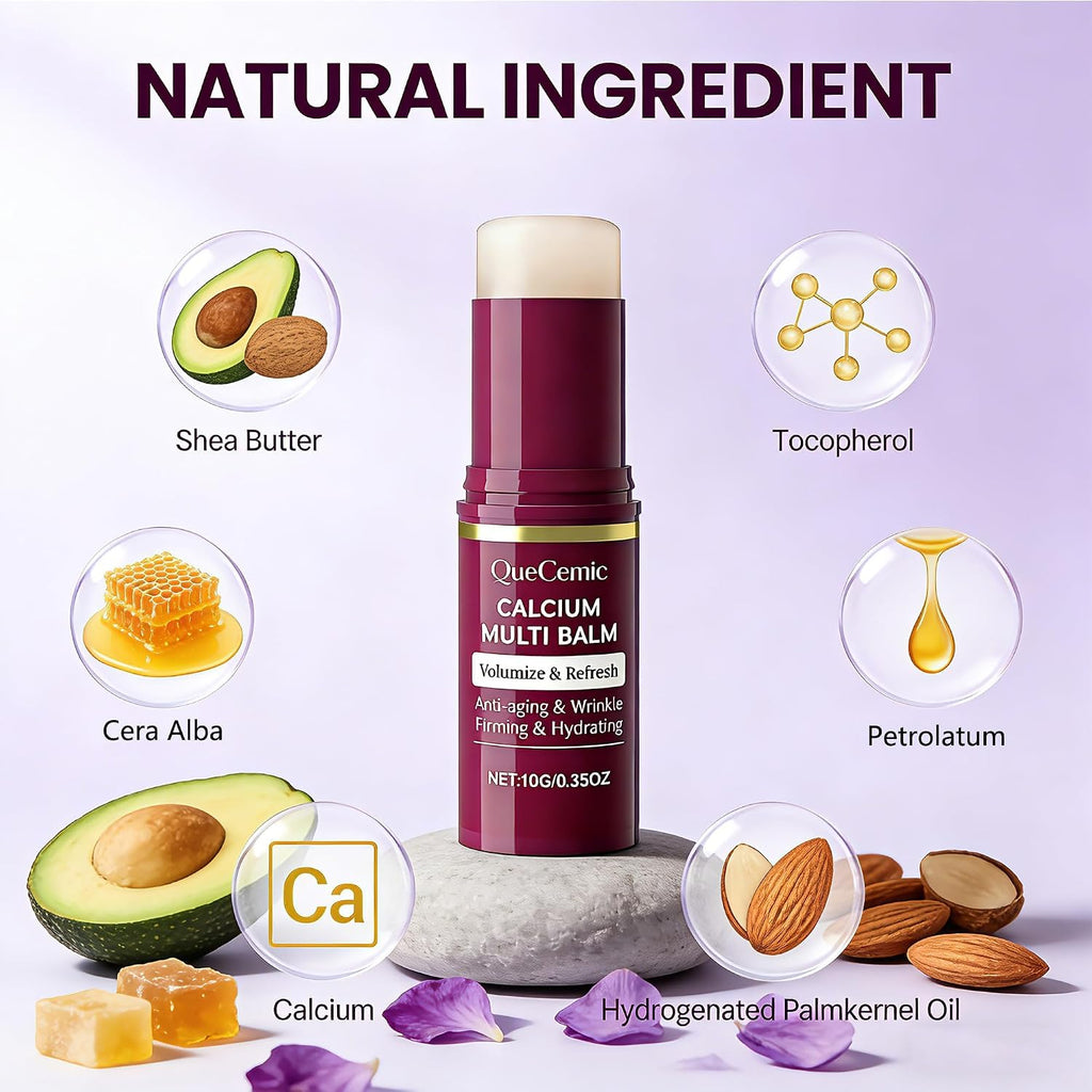 Calcium Multi Balm Stick, Calcium Volume Multi Balm, Collagen Hydrating Stick, Anti-Aging, Nourishing, Moisturing All in One Skin Care Stick for Face, Eyes & Neck, for All Skin Types, 10G