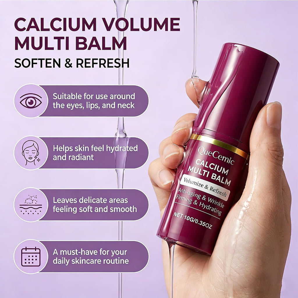 Calcium Multi Balm Stick, Calcium Volume Multi Balm, Collagen Hydrating Stick, Anti-Aging, Nourishing, Moisturing All in One Skin Care Stick for Face, Eyes & Neck, for All Skin Types, 10G