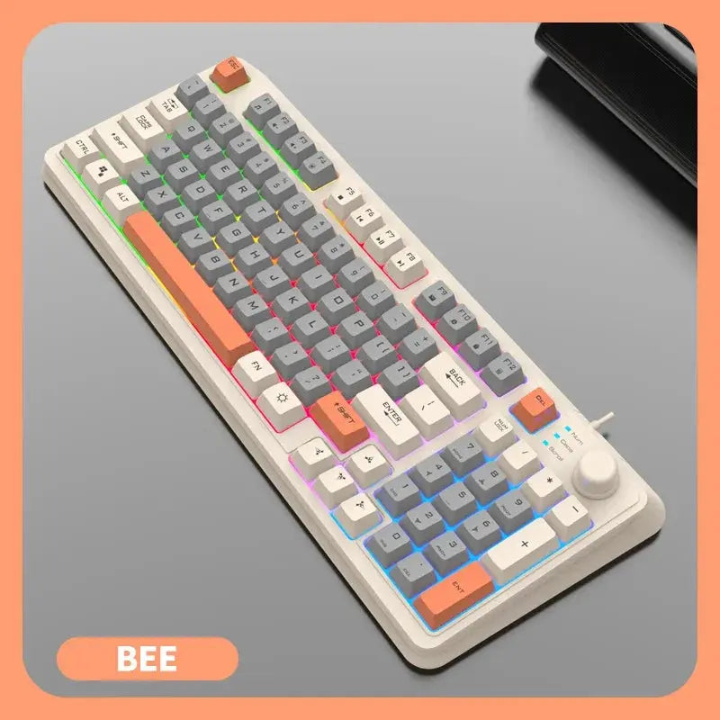 K82 Gaming Gaming Keyboard Glows Wired USB Desktop Pc/Notebook Available 19-Key Punchless Knob to Adjust Volume