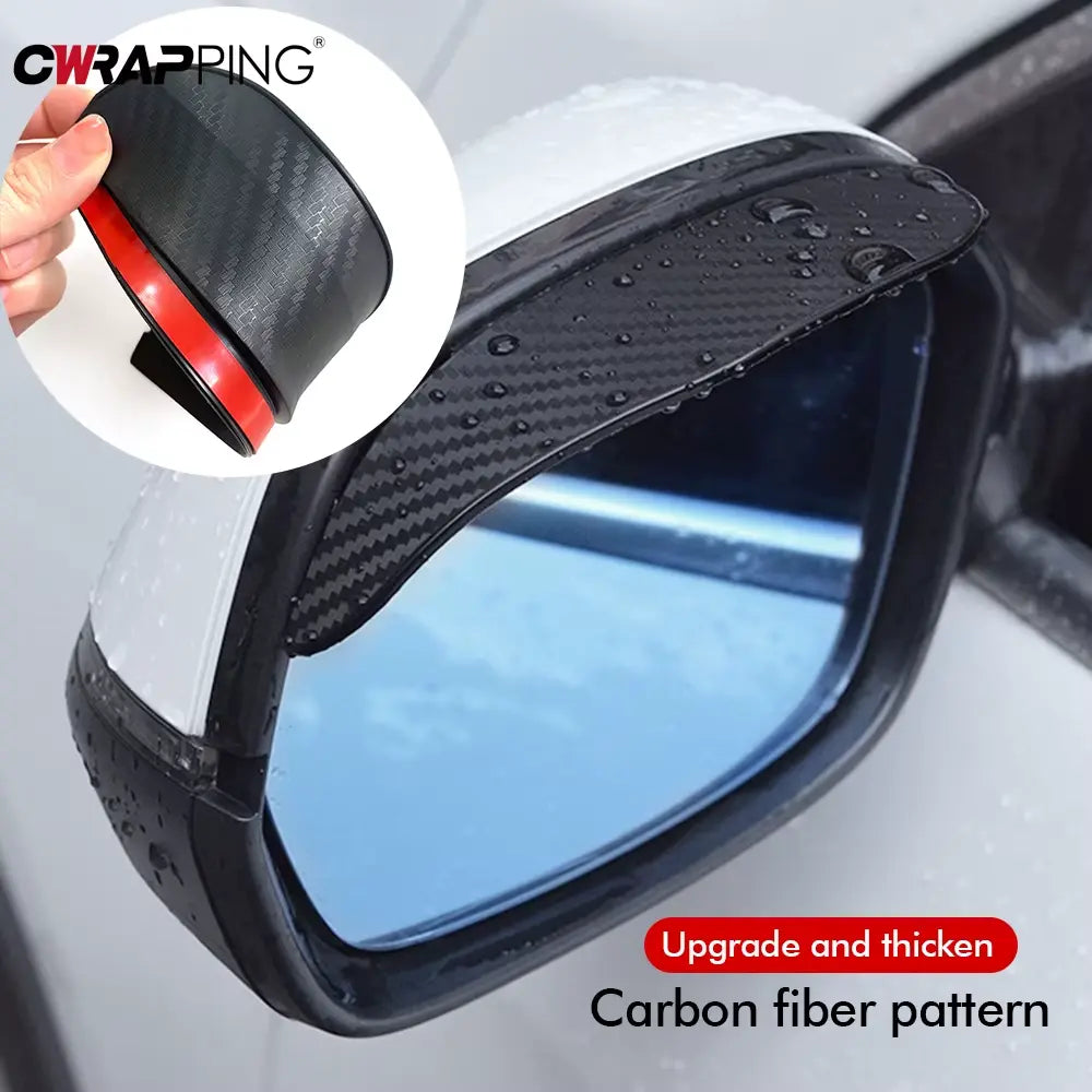 2PCS Car Rear View Mirror Rain Eyebrow Carbon Fiber Sun Visor Shade Cover Protector Clear Vision for Rain Car Mirror Accessories VeloxCorner