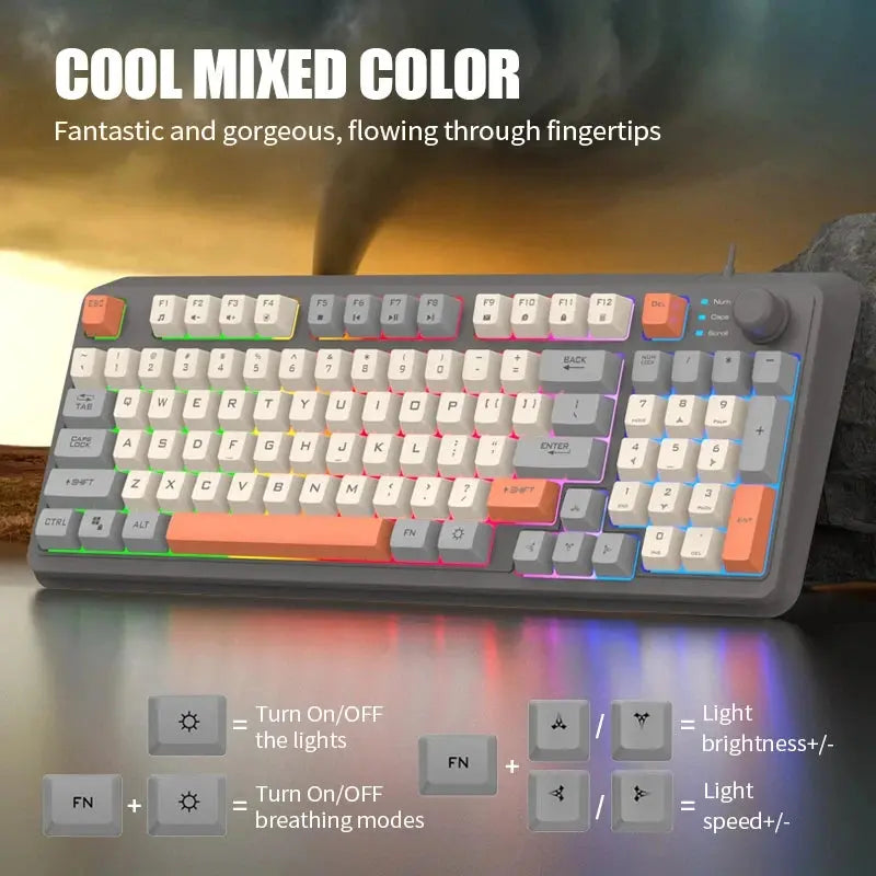 K82 Gaming Gaming Keyboard Glows Wired USB Desktop Pc/Notebook Available 19-Key Punchless Knob to Adjust Volume