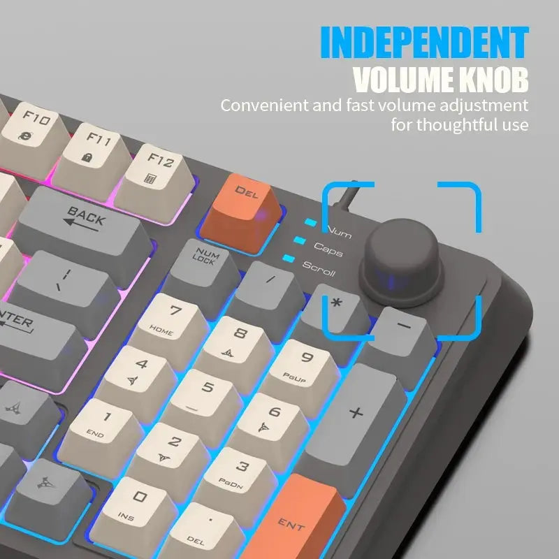 K82 Gaming Gaming Keyboard Glows Wired USB Desktop Pc/Notebook Available 19-Key Punchless Knob to Adjust Volume