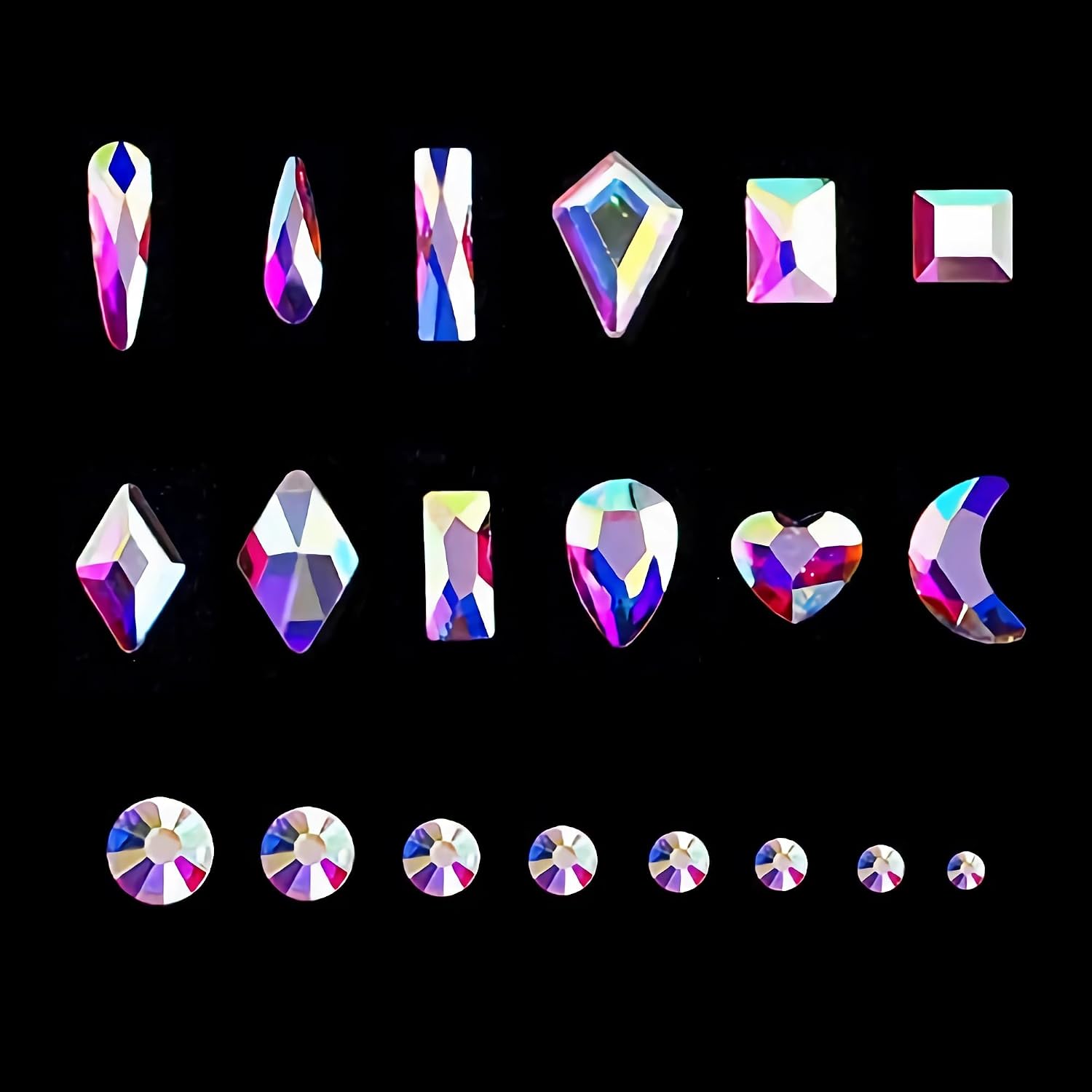 12 Types of 600 Crystal AB Diamonds + 2500 Flat Rhinestones Mix 20 Styles Flatback DIY Crafts Rhinestone Crystals 3D Ornaments Flat Back Stones Set + Tweezers + Drill Pen