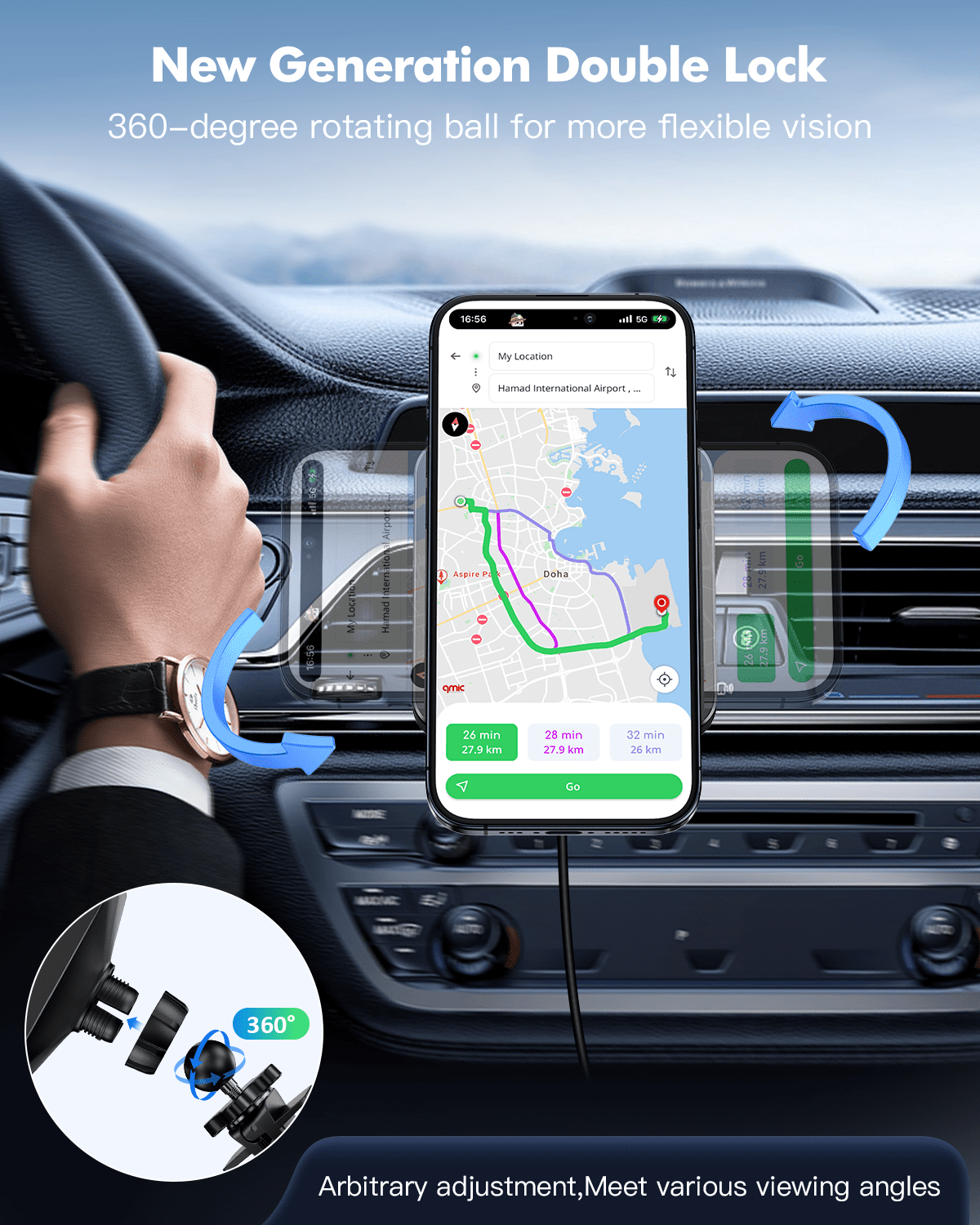 Car Mag-Safe Wireless Charger - Car Mount Fast Charging Air Vent Phone Holder Mount for Iphone 17/16/15/14/13/12 - Black