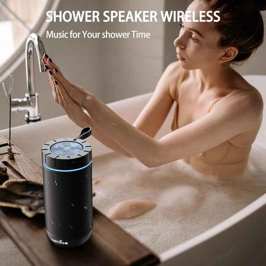 Bluetooth Speaker, IP65 Waterproof Portable Speaker with 360° HD Stereo Sound, Punchy Bass, TWS Pairing, 24H Playtime, Wireless Speaker for Home, Outdoor, Camping, Beach, Gift for Men and Women VeloxCorner