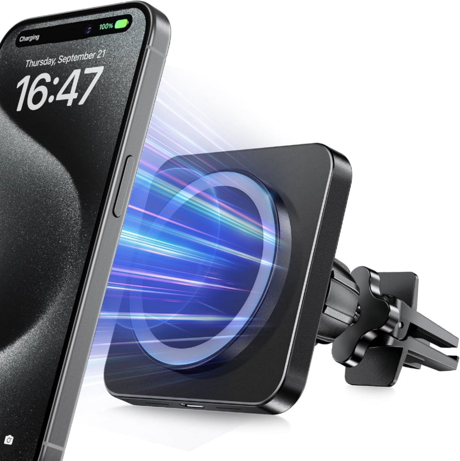 Mag-Safe Wireless Car Charger - Fast Charging Air Vent Mount for iPhone 12/13/14/15/16/17 - Black