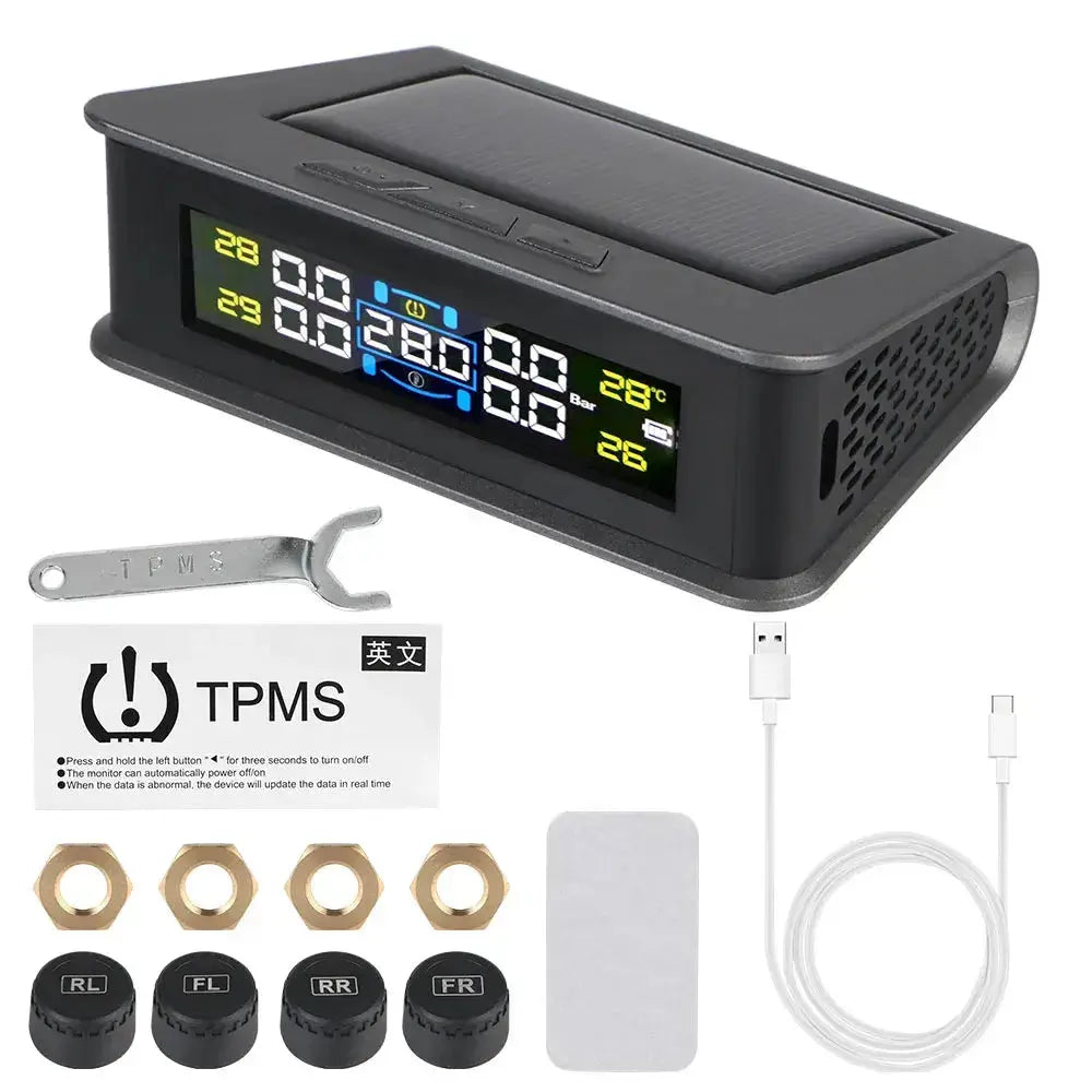 Tire Pressure Monitoring System Temperature Warning New C External Battery Version Sensors Solar TPMS Car Tyre Pressure Monitor