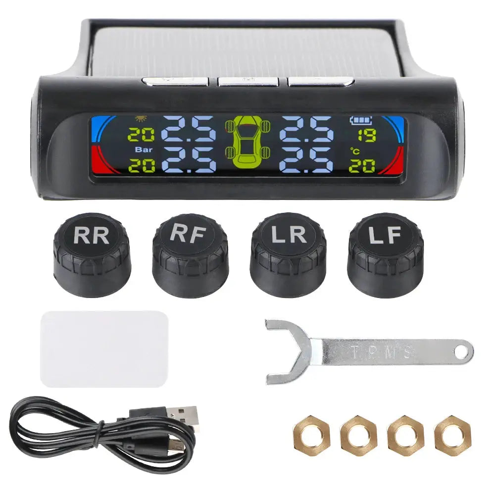 Tire Pressure Monitoring System Temperature Warning New C External Battery Version Sensors Solar TPMS Car Tyre Pressure Monitor