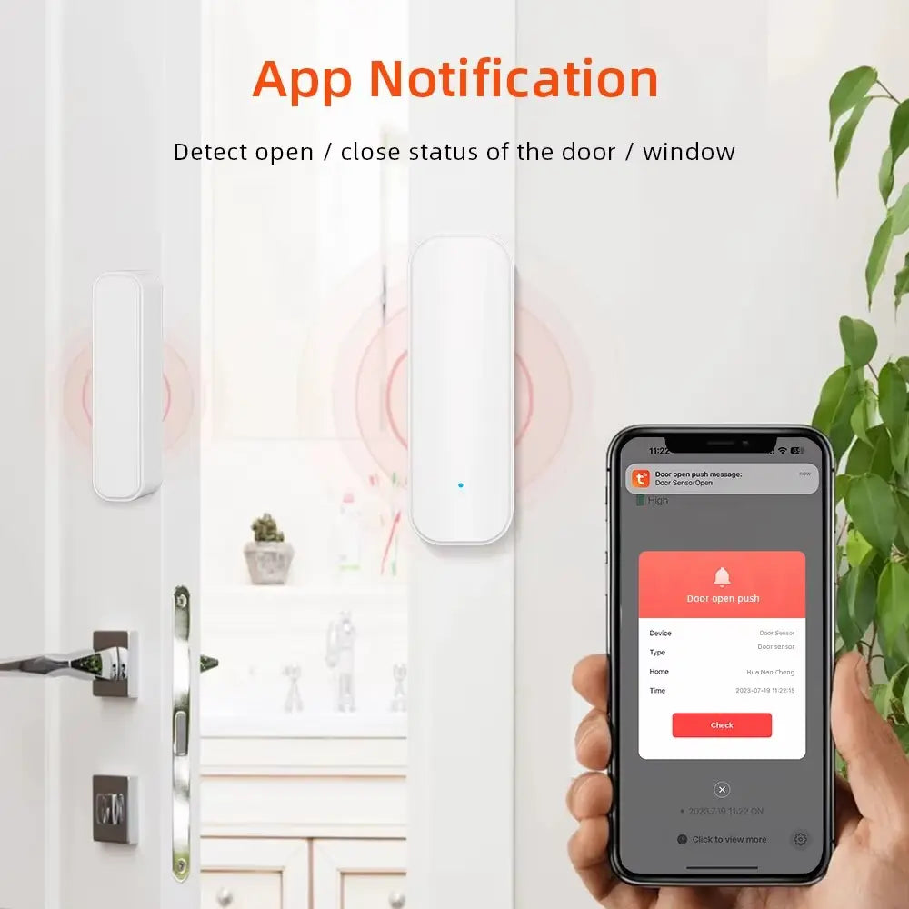 WiFi or Zigbee Window and Door Sensor with Battery for Smart Home Security Alarm System, Voice Control via Alexa and Google Home VeloxCorner