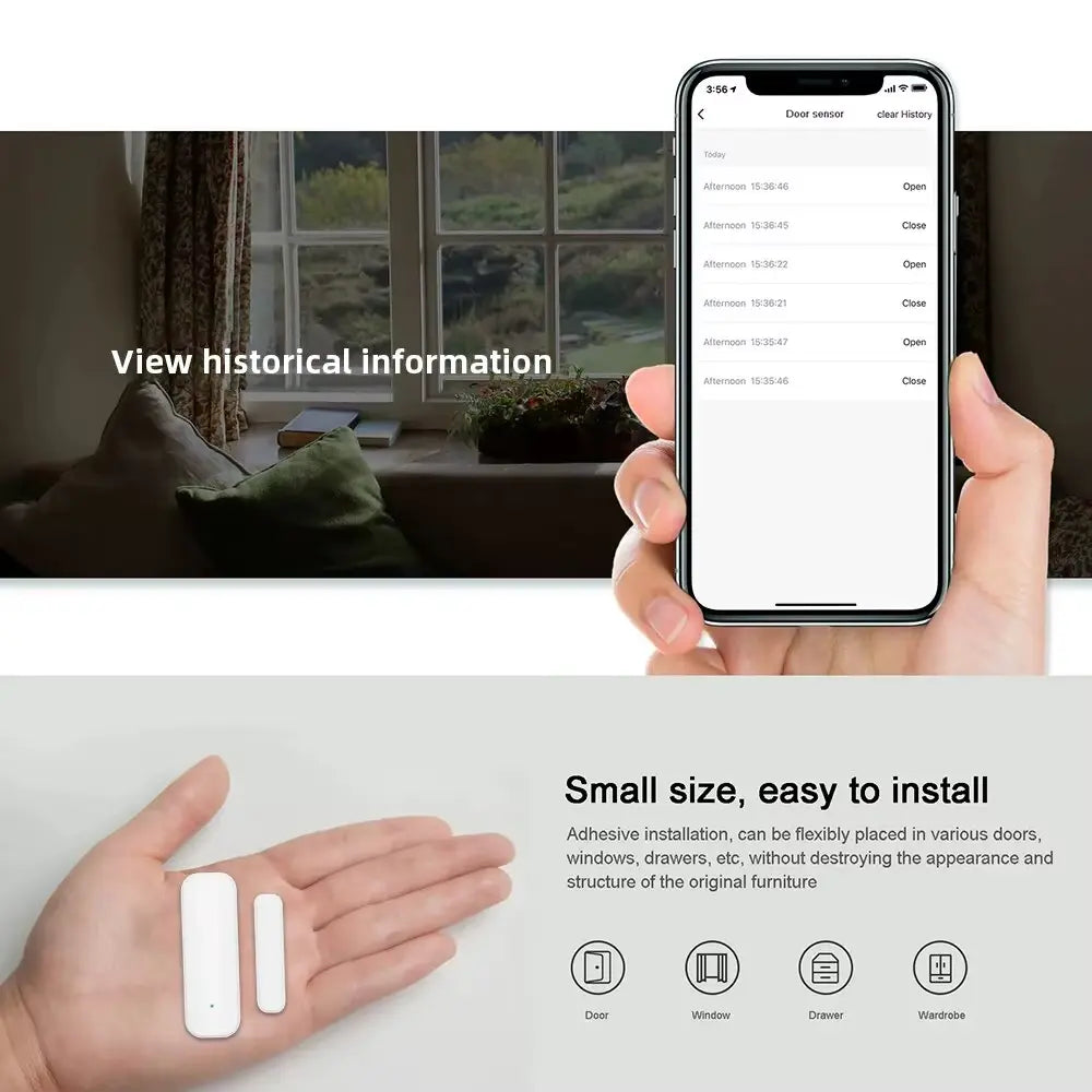 WiFi or Zigbee Window and Door Sensor with Battery for Smart Home Security Alarm System, Voice Control via Alexa and Google Home VeloxCorner