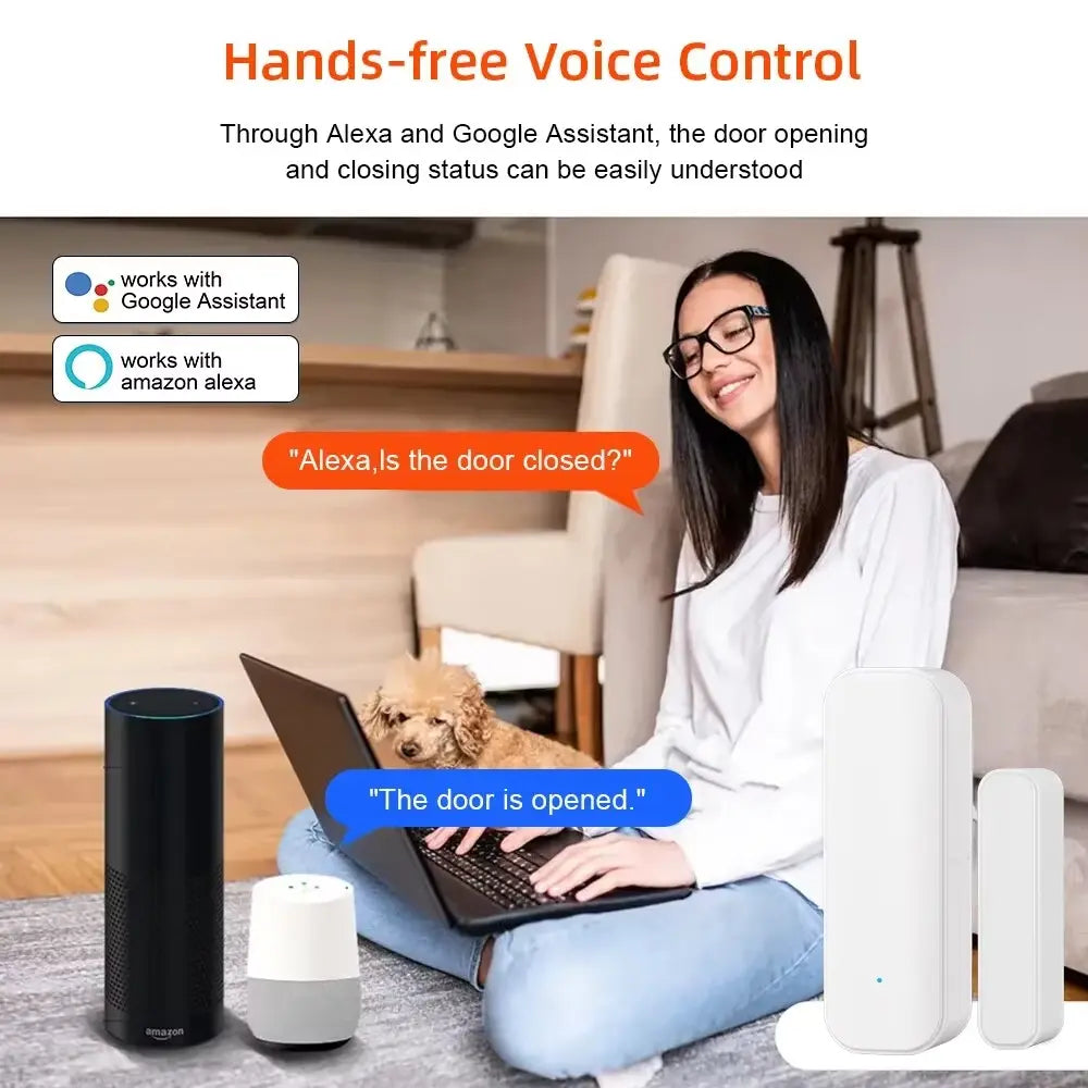 WiFi or Zigbee Window and Door Sensor with Battery for Smart Home Security Alarm System, Voice Control via Alexa and Google Home VeloxCorner