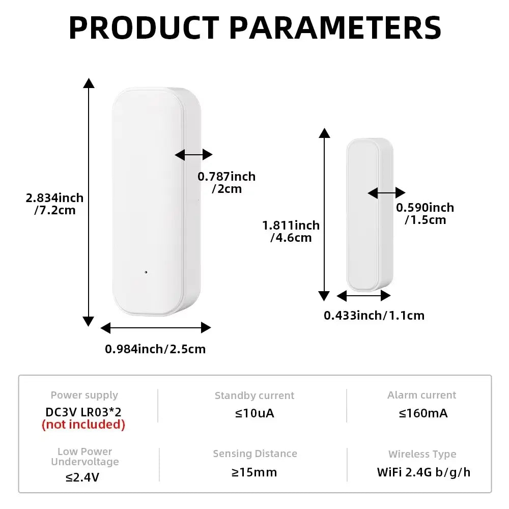 WiFi or Zigbee Window and Door Sensor with Battery for Smart Home Security Alarm System, Voice Control via Alexa and Google Home VeloxCorner