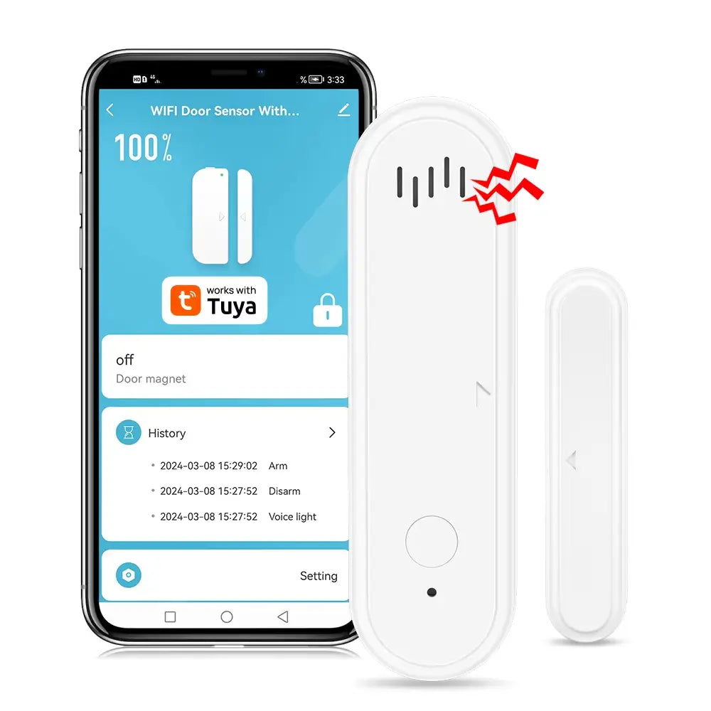 WiFi or Zigbee Window and Door Sensor with Battery for Smart Home Security Alarm System, Voice Control via Alexa and Google Home VeloxCorner