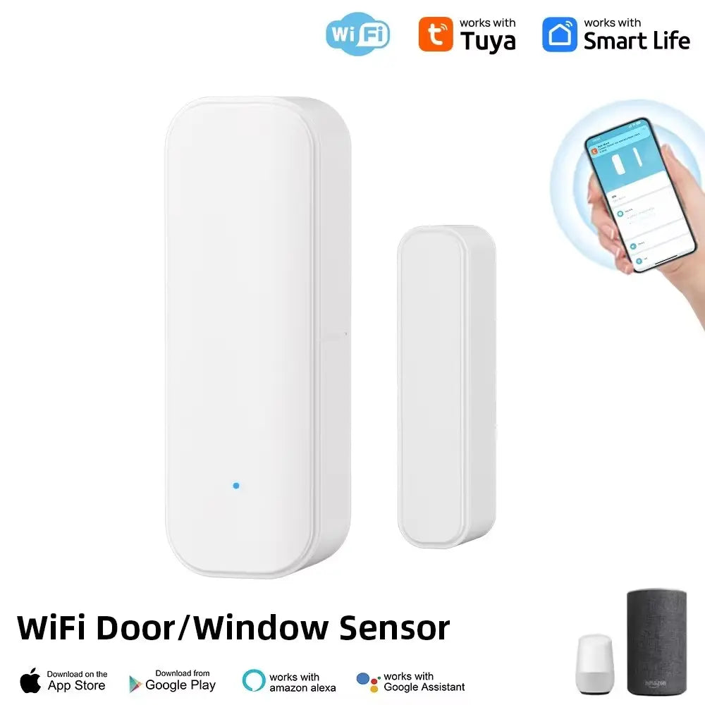 WiFi or Zigbee Window and Door Sensor with Battery for Smart Home Security Alarm System, Voice Control via Alexa and Google Home VeloxCorner