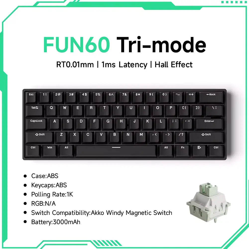 MONSGEEK FUN60 PRO & MAX HE Mechanical Keyboard Magnetic Switch 60% Wireless Gaming Keyboard Rapid Trigger 8K ARGB Custom Keyboard VeloxCorner