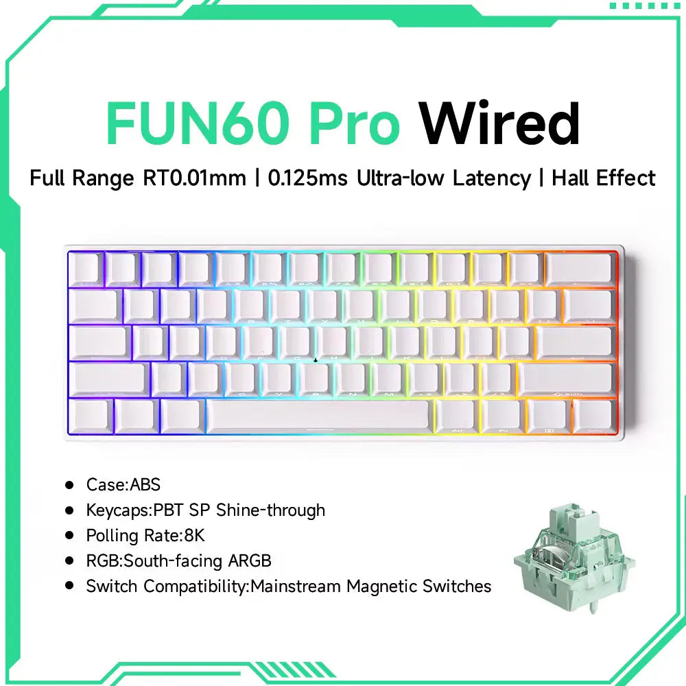 MONSGEEK FUN60 PRO & MAX HE Mechanical Keyboard Magnetic Switch 60% Wireless Gaming Keyboard Rapid Trigger 8K ARGB Custom Keyboard VeloxCorner
