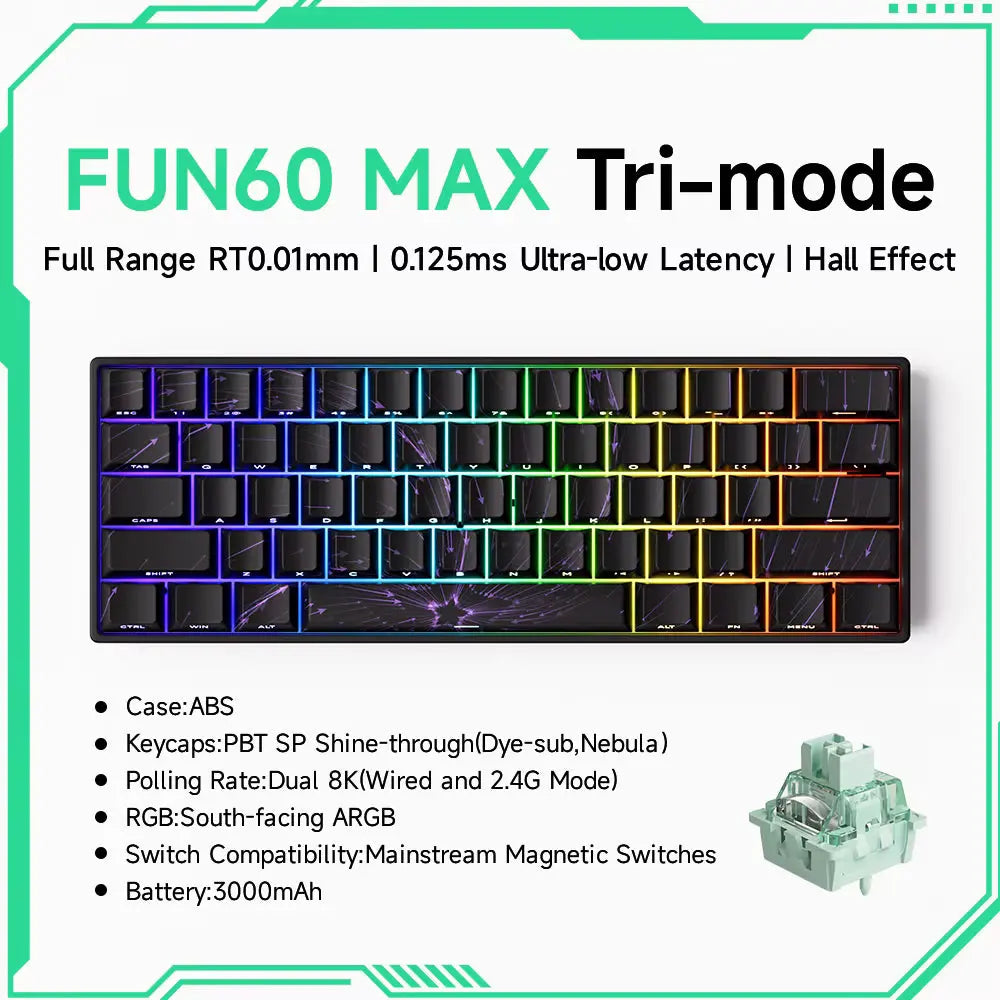 MONSGEEK FUN60 PRO & MAX HE Mechanical Keyboard Magnetic Switch 60% Wireless Gaming Keyboard Rapid Trigger 8K ARGB Custom Keyboard VeloxCorner