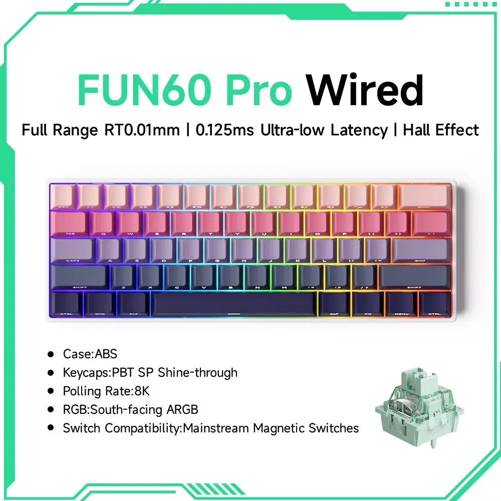 MONSGEEK FUN60 PRO & MAX HE Mechanical Keyboard Magnetic Switch 60% Wireless Gaming Keyboard Rapid Trigger 8K ARGB Custom Keyboard VeloxCorner