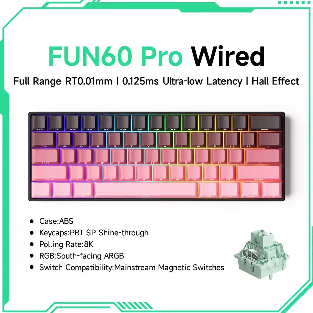 MONSGEEK FUN60 PRO & MAX HE Mechanical Keyboard Magnetic Switch 60% Wireless Gaming Keyboard Rapid Trigger 8K ARGB Custom Keyboard VeloxCorner